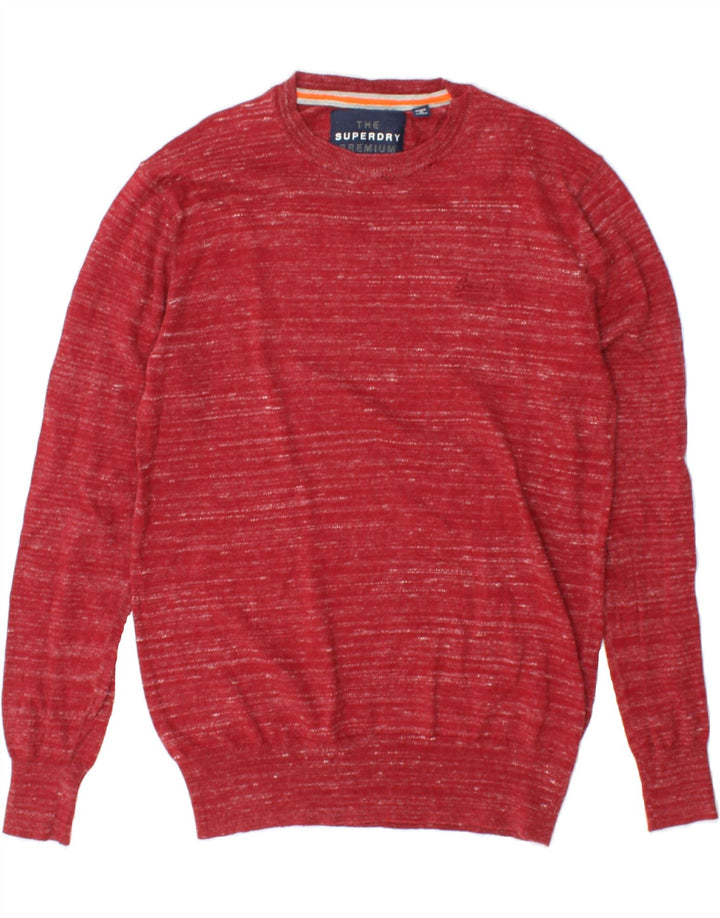 SUPERDRY Mens Crew Neck Jumper Sweater Medium Red Flecked Cotton Vintage Superdry and Second-Hand Superdry from Messina Hembry 