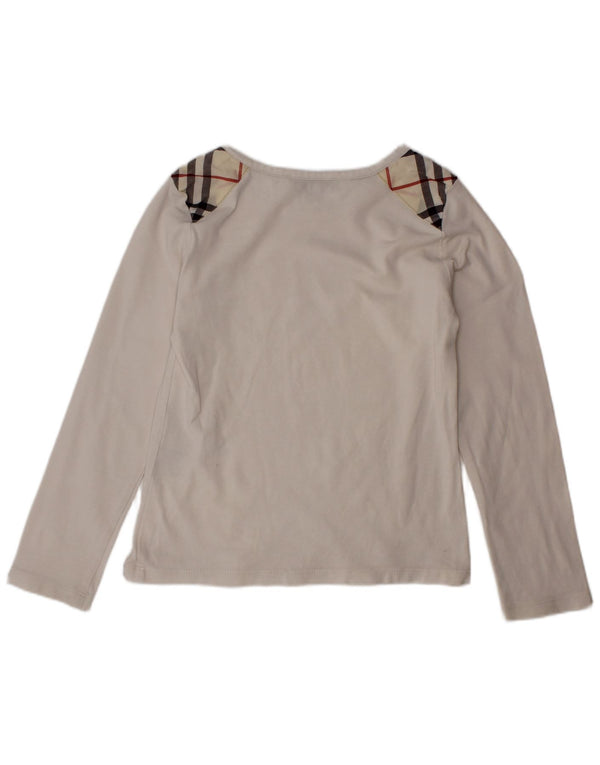 BURBERRY Girls Top Long Sleeve 5-6 Years White Check