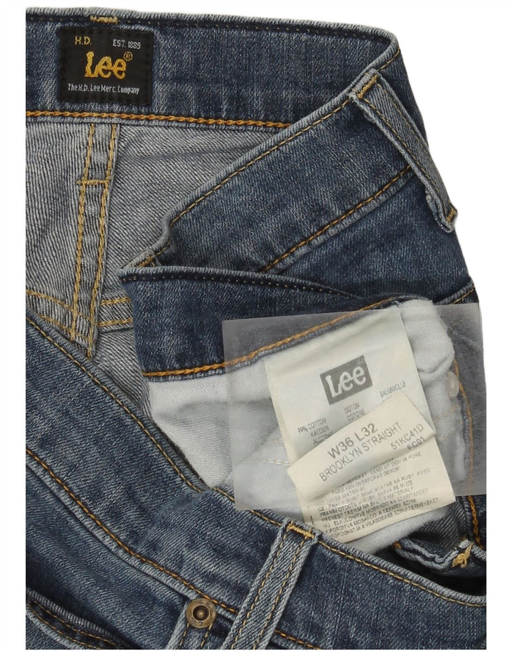 Lee Mens Brooklyn Straight Straight Jeans W36 L30 Blue Cotton