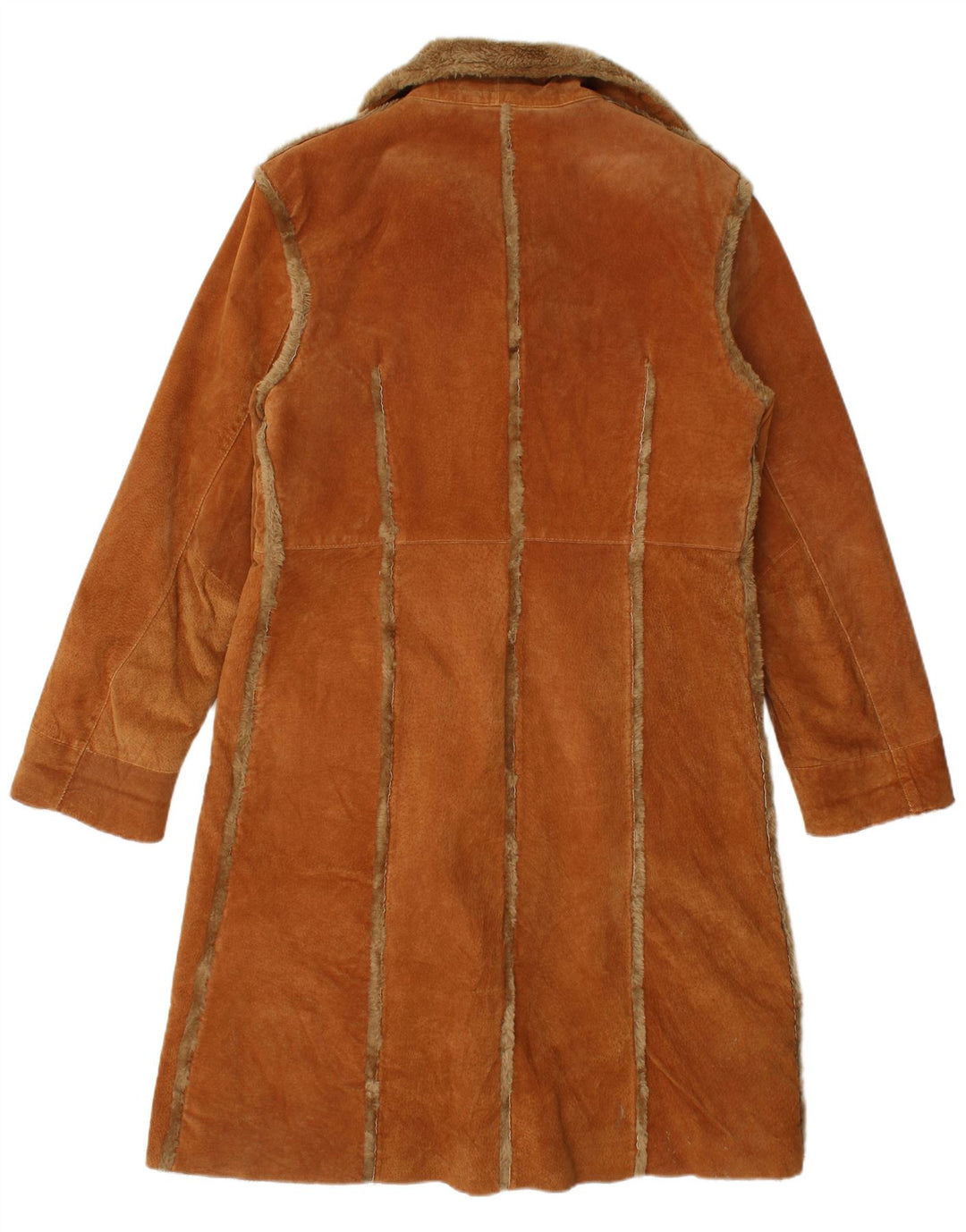 Vintage Womens Shearling Coat UK 18 XL Brown Leather