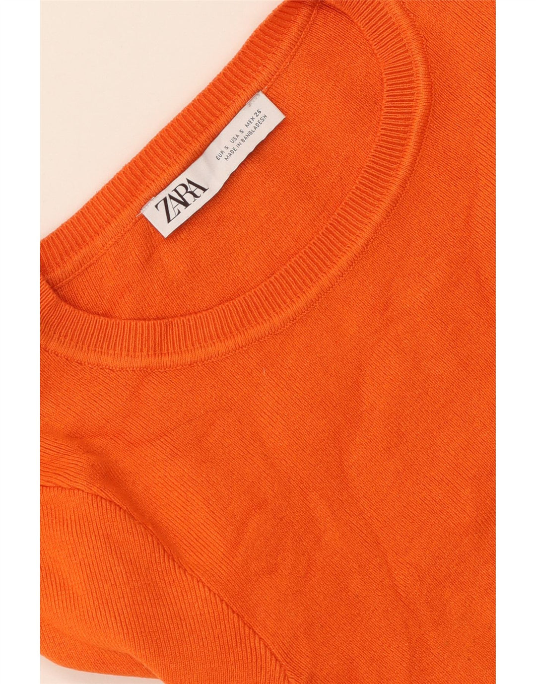 Zara Womens Crop Crew Neck Jumper Sweater UK 8 Small Orange