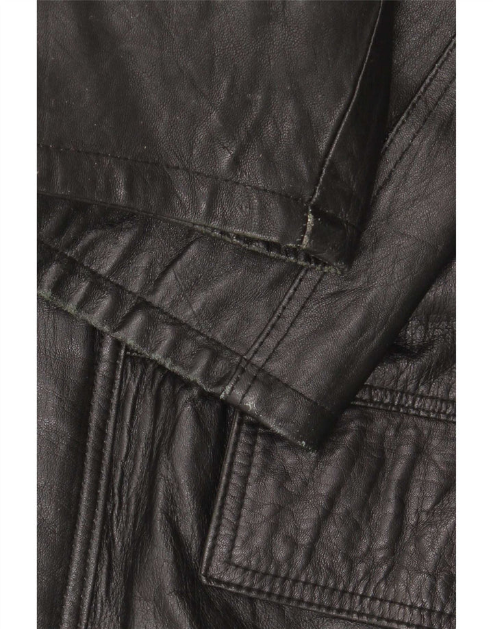 Vintage Mens Leather Coat IT 48 Medium Black
