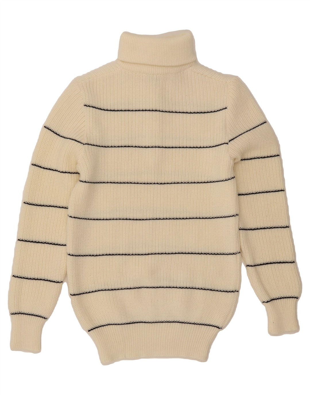 VINTAGE Womens Zip Neck Jumper Sweater IT 44 Medium Off White Striped Vintage Vintage and Second-Hand Vintage from Messina Hembry 