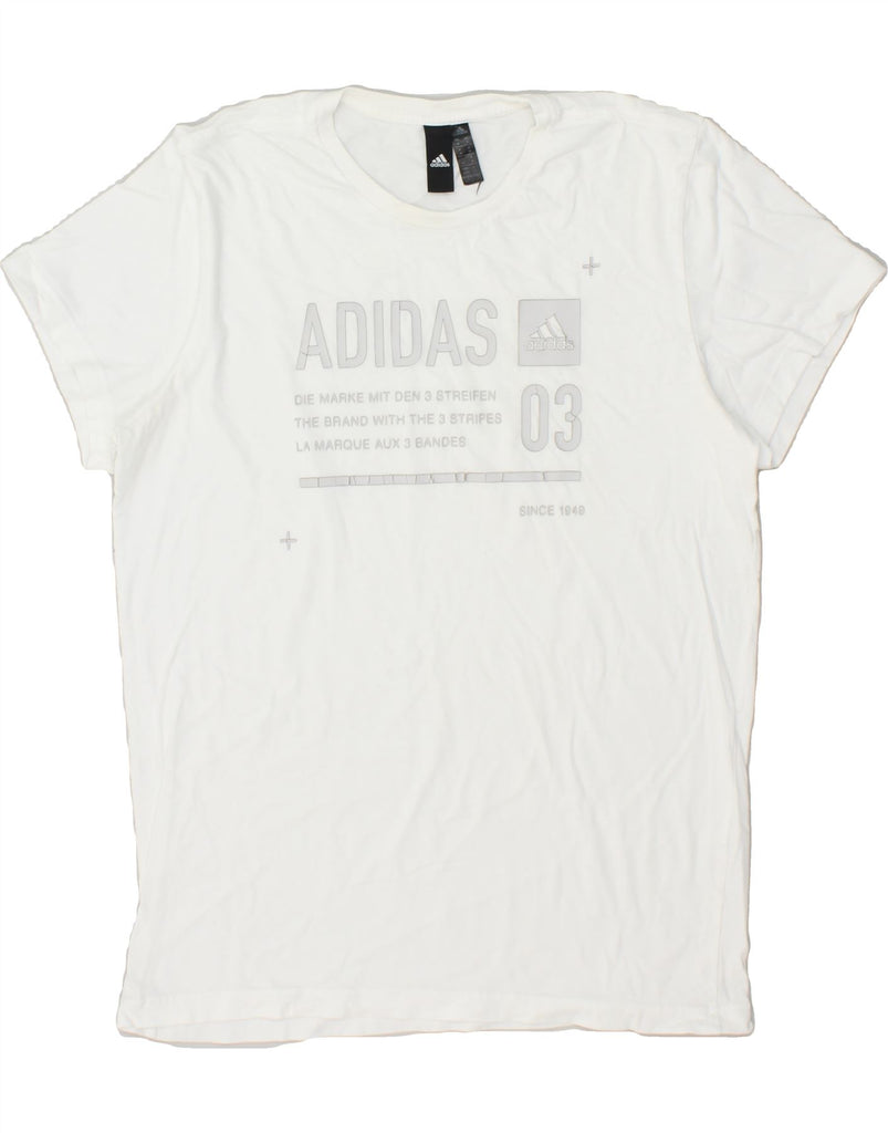 ADIDAS Mens Graphic T-Shirt Top Medium White Cotton | Vintage Adidas | Thrift | Second-Hand Adidas | Used Clothing | Messina Hembry 