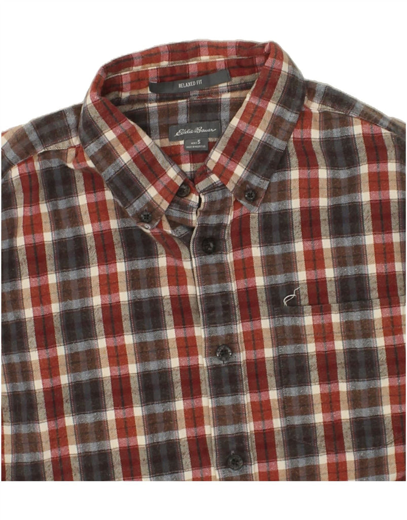 EDDIE BAUER Mens Relaxed Fit Flannel Shirt Small Grey Check Cotton | Vintage Eddie Bauer | Thrift | Second-Hand Eddie Bauer | Used Clothing | Messina Hembry 