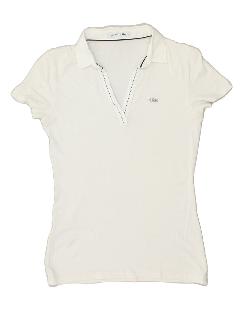 LACOSTE Womens Polo Shirt Size 38 Medium White Modal Vintage Lacoste and Second-Hand Lacoste from Messina Hembry 