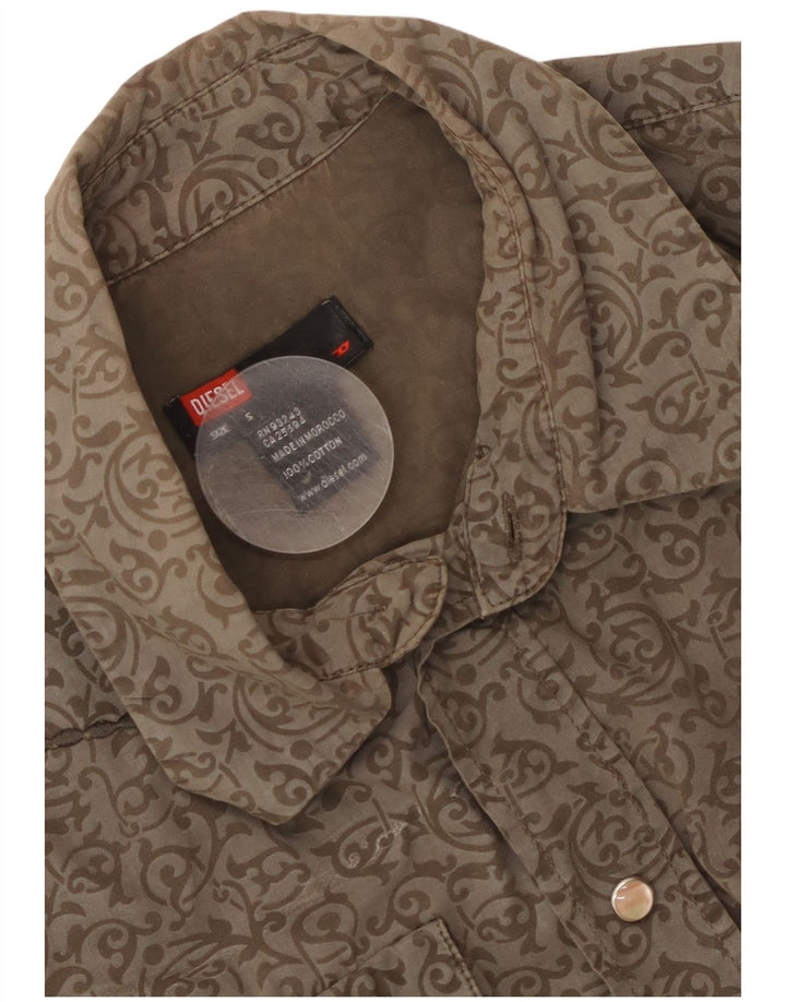 Diesel Mens Shirt Small Brown Paisley Cotton