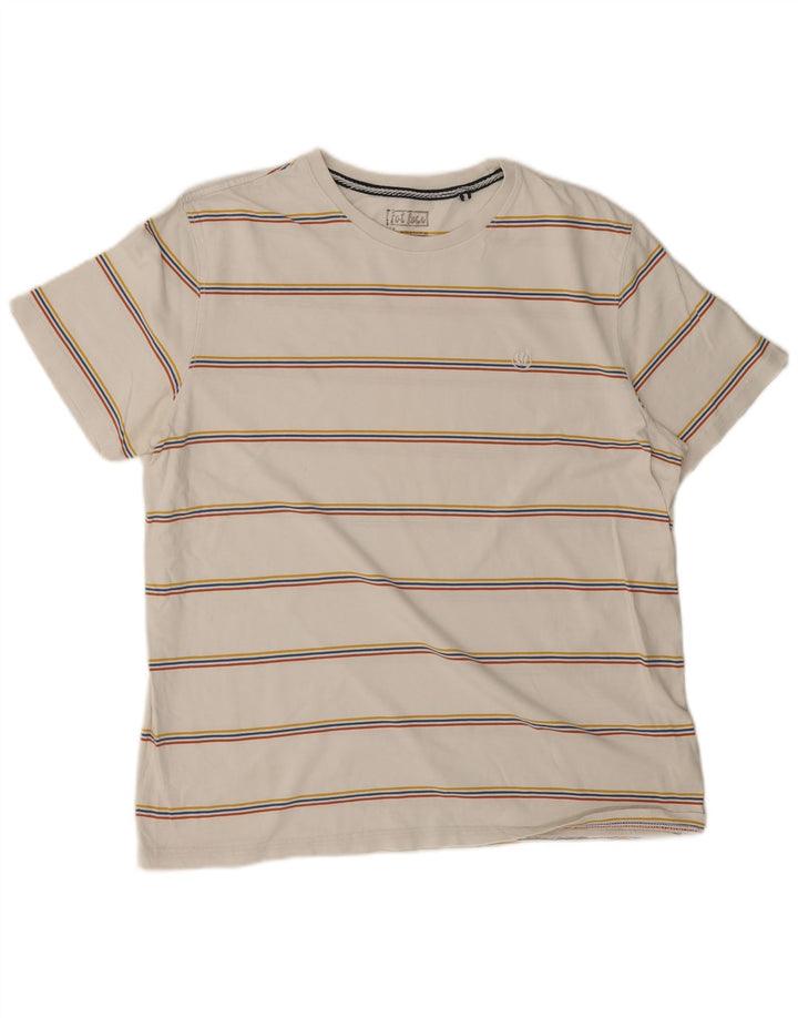 Fat Face Mens T-Shirt Top XL White Striped Cotton