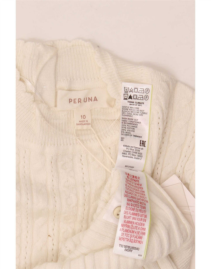 Marks & Spencer Womens Per Una Turtle Neck Jumper Sweater UK 10 Small White