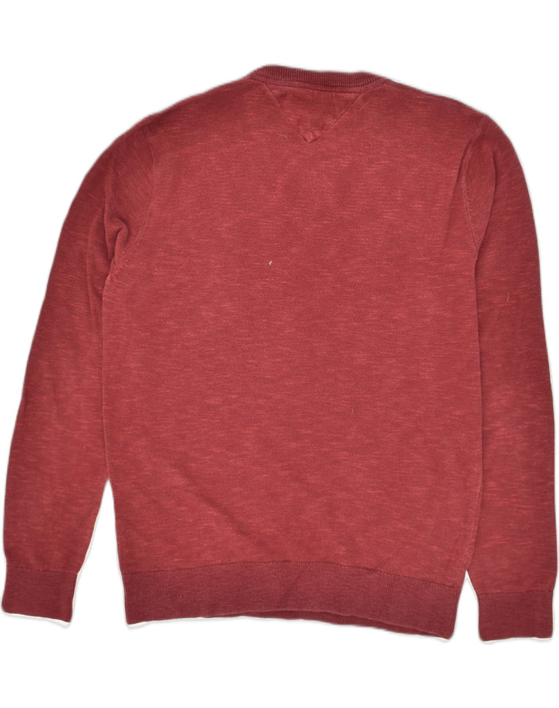 TOMMY HILFIGER Mens Crew Neck Jumper Sweater Medium Burgundy Cotton | Vintage Tommy Hilfiger | Thrift | Second-Hand Tommy Hilfiger | Used Clothing | Messina Hembry 