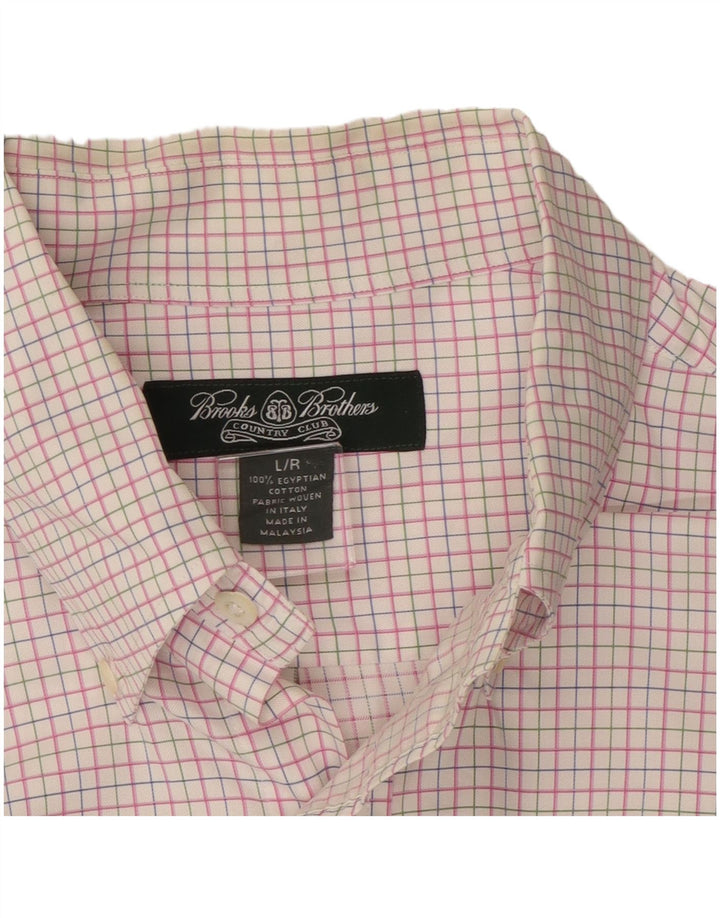 BROOKS BROTHERS Mens Shirt Large Pink Check Cotton