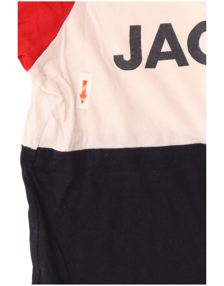 Jack & Jones Mens Graphic T-Shirt Top Medium Navy Blue Colourblock Cotton