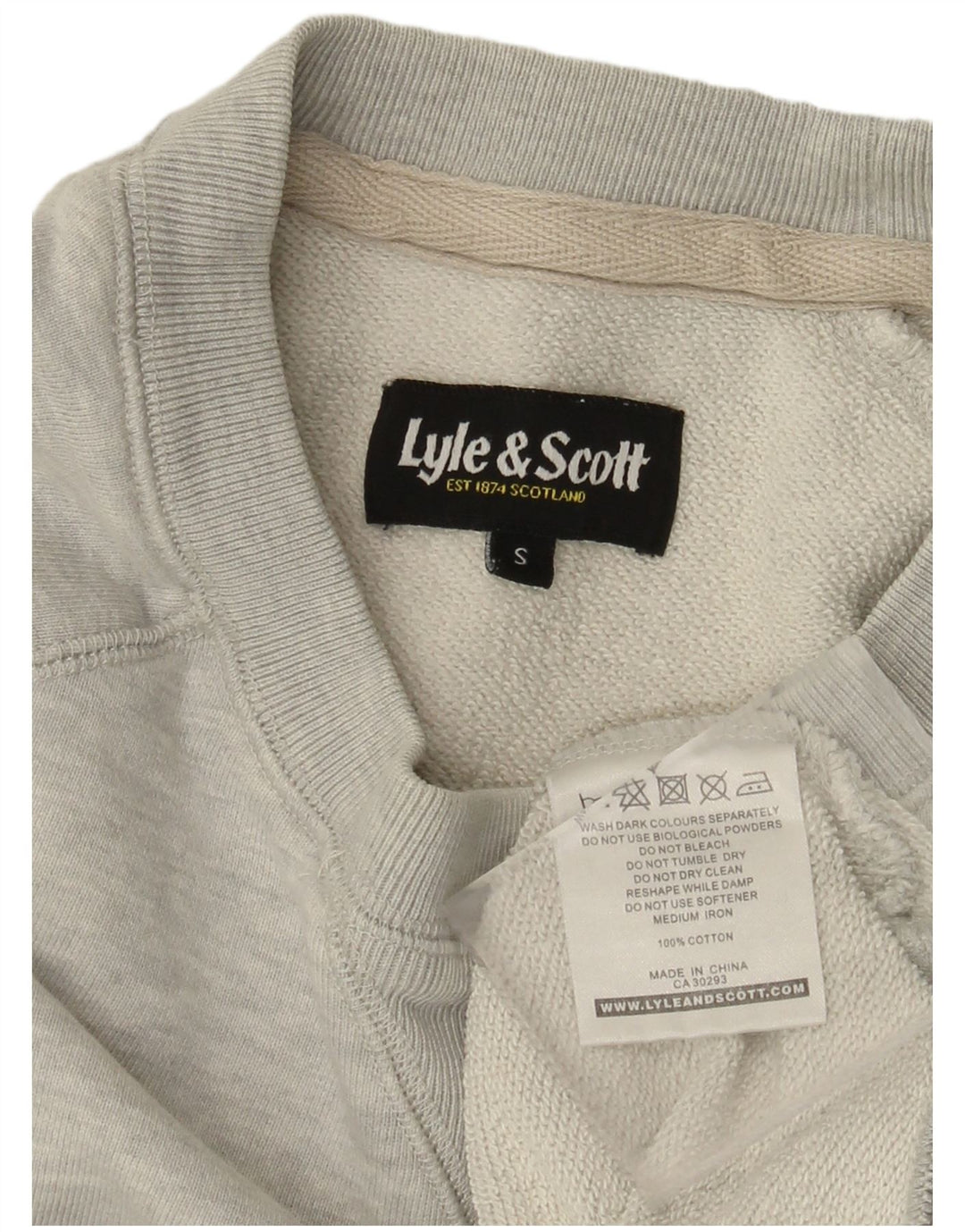 LYLE & SCOTT Mens Sweatshirt Jumper Small Grey Cotton