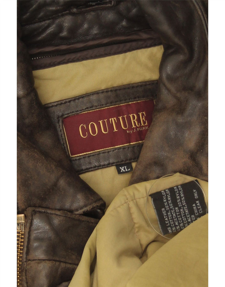 Mens Couture Leather Jacket UK 42 XL Brown Leather