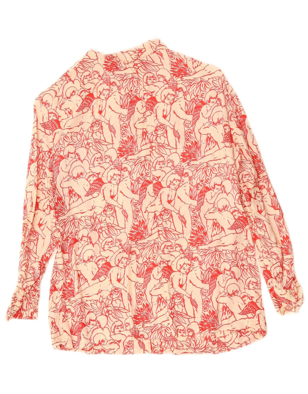 VINTAGE Womens Graphic Shirt Blouse UK 12 Medium White