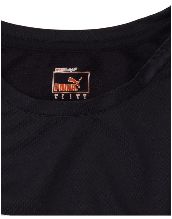 Puma Mens T-Shirt Top Large Navy Blue Colourblock