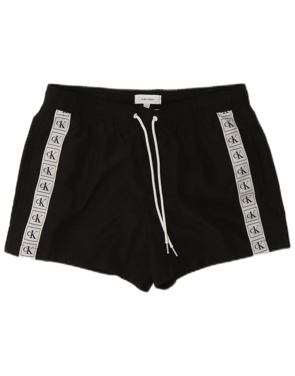 Calvin Klein Mens Graphic Swimming Shorts Small Black Colourblock Polyester