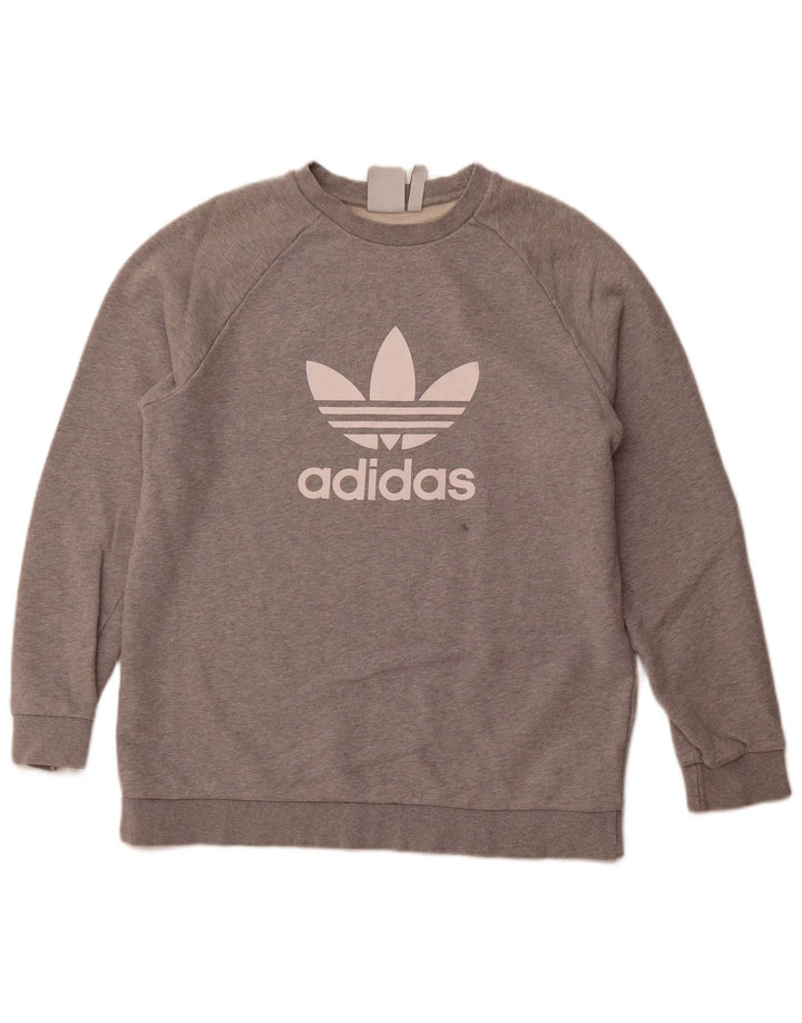 ADIDAS Mens Graphic Sweatshirt Jumper Large Grey Cotton