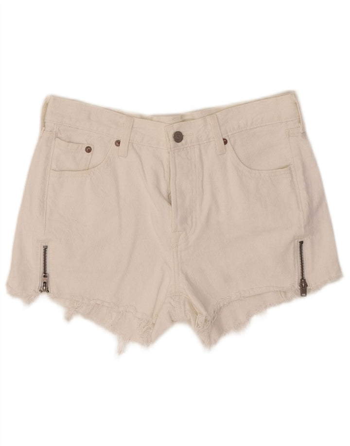 LEVI'S Womens 501 Denim Shorts W27 Medium White Cotton