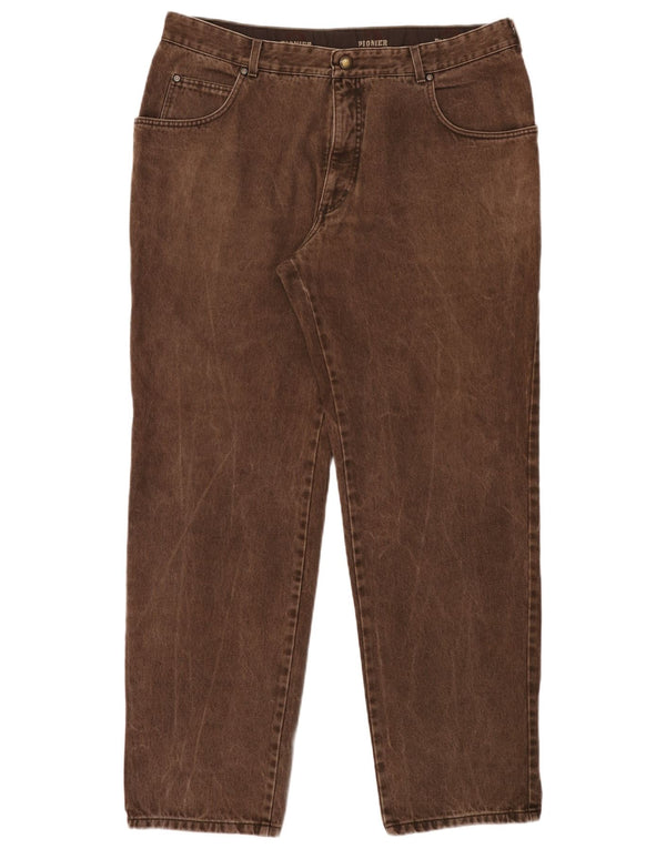 Pioneer Mens Tapered Jeans W40 L34 Brown Cotton