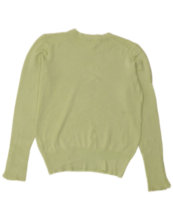 Zara Womens Crop Crew Neck Jumper Sweater UK 12 Medium Green Viscose