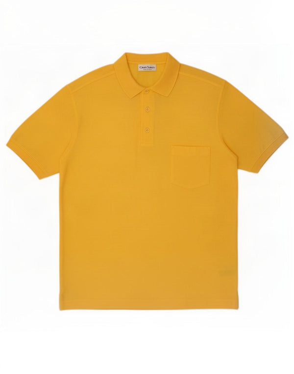 Gran Sasso Mens Polo Shirt Large Yellow Cotton