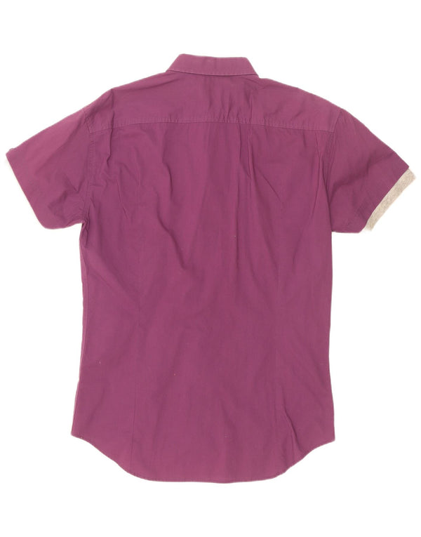 Diesel Mens Military Short Sleeve Shirt Large Purple Colourblock Cotton