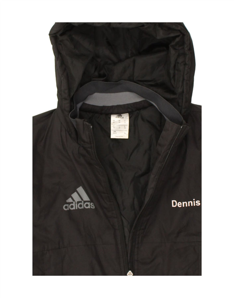 ADIDAS Mens Graphic Hooded Raincoat UK 34 XS Black Polyester | Vintage Adidas | Thrift | Second-Hand Adidas | Used Clothing | Messina Hembry 