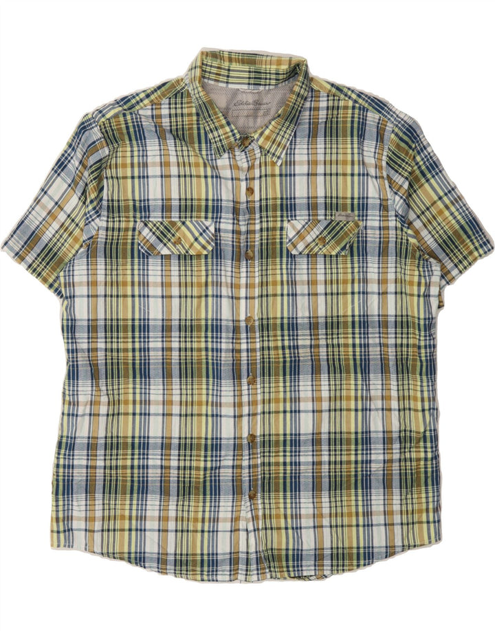 EDDIE BAUER Mens Short Sleeve Shirt XL Multicoloured Check Cotton Vintage Eddie Bauer and Second-Hand Eddie Bauer from Messina Hembry 