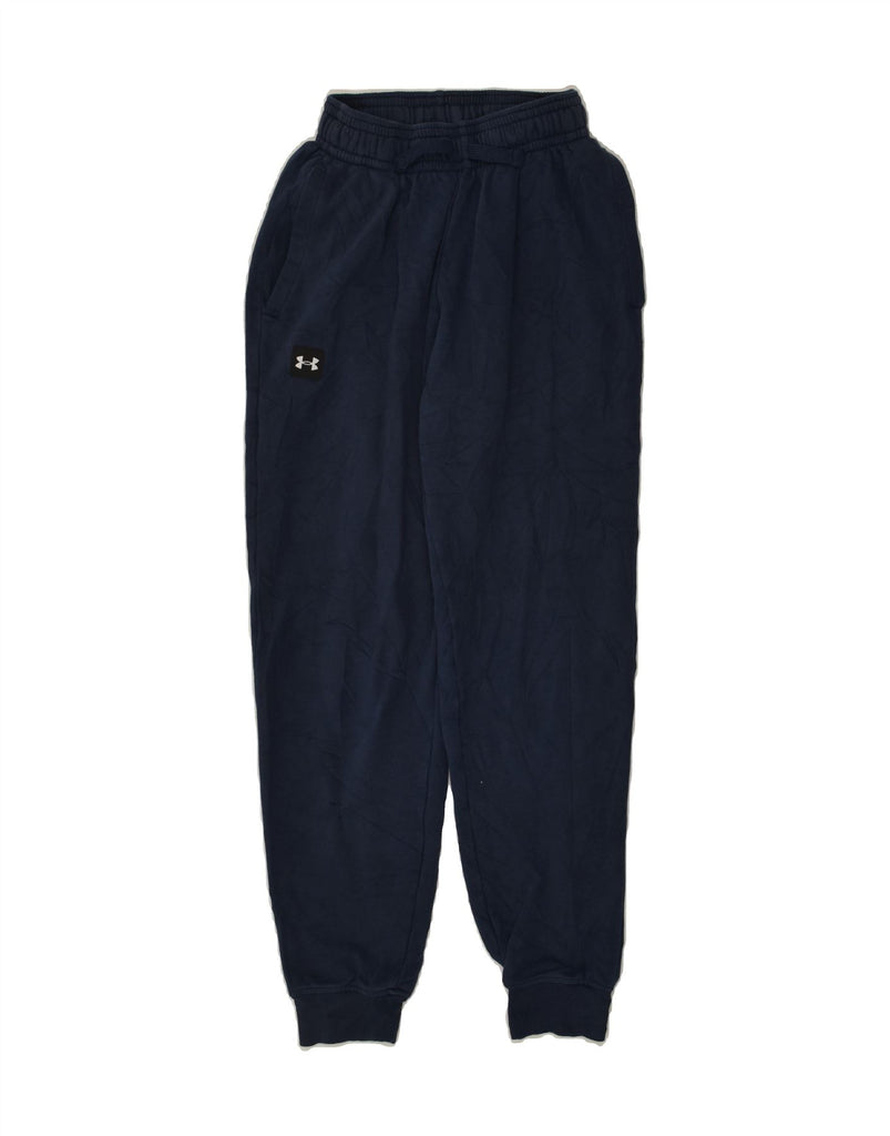 UNDER ARMOUR Mens Tracksuit Trousers Joggers XS Navy Blue Cotton | Vintage Under Armour | Thrift | Second-Hand Under Armour | Used Clothing | Messina Hembry 