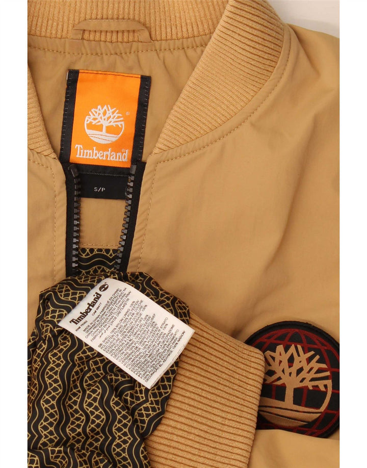 Timberland Mens Loose Fit Bomber Jacket UK 36 Small Beige Nylon