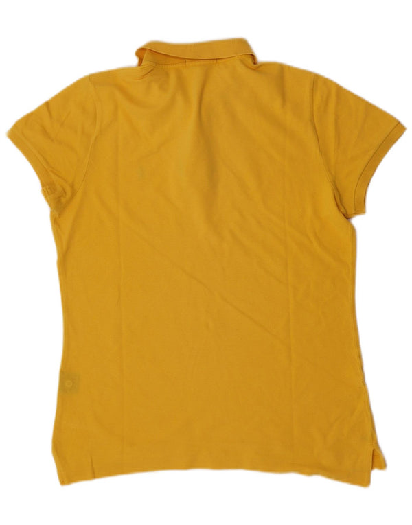 Ralph Lauren Womens Skinny Polo Shirt UK 14 Large Yellow Cotton
