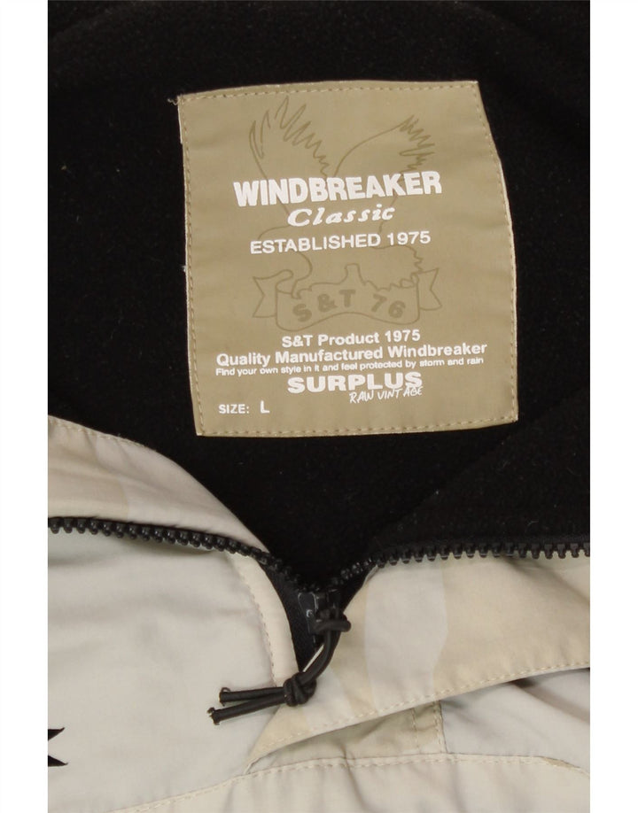 Surplus Mens Hooded Windbreaker Jacket UK 40 Large Beige Camouflage
