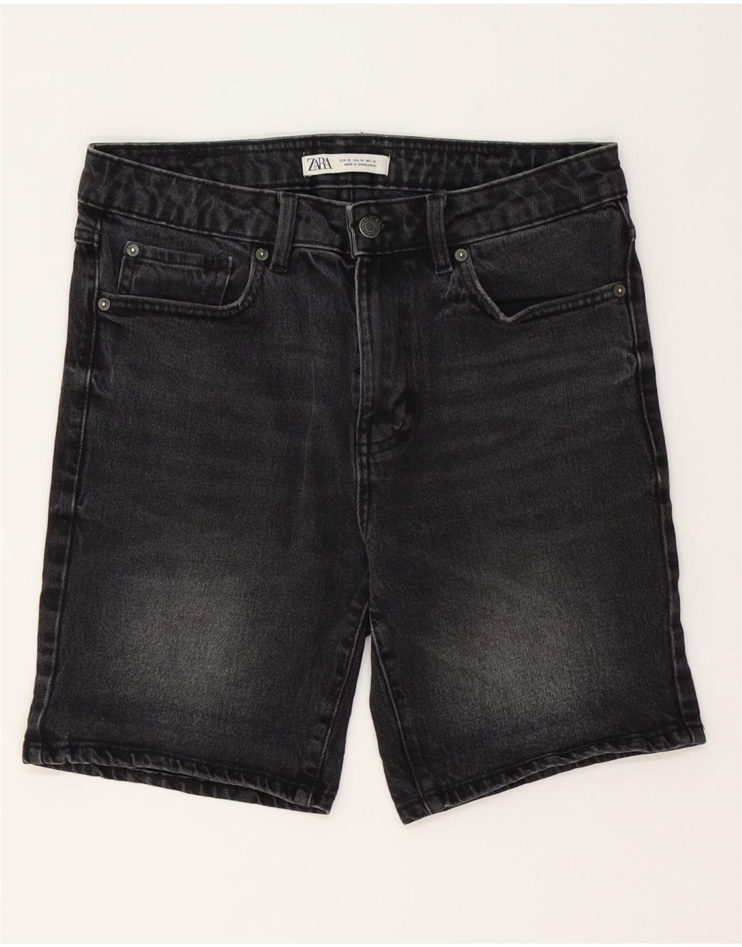 Zara Mens Denim Shorts EU 38 Small W30  Black