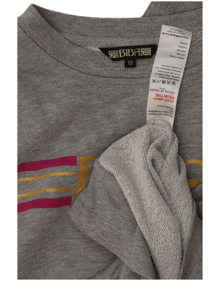 BIBA Womens Graphic Oversized Sweatshirt Jumper UK 10 Small Grey Striped
