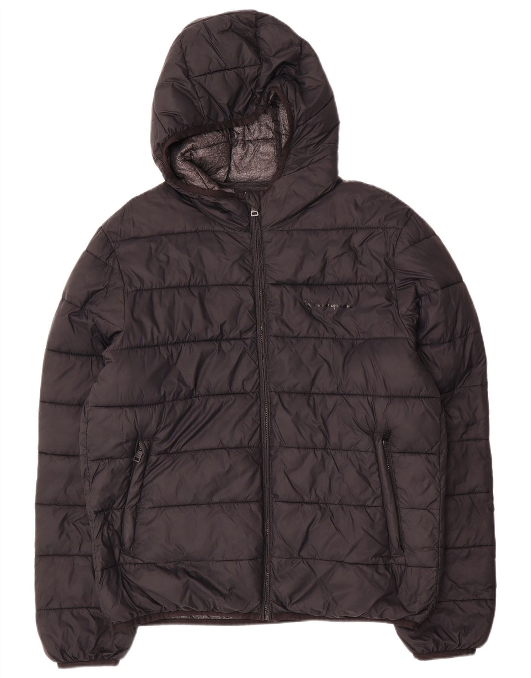 Champion Mens Hooded Padded Jacket UK 40 Large Black Polyamide