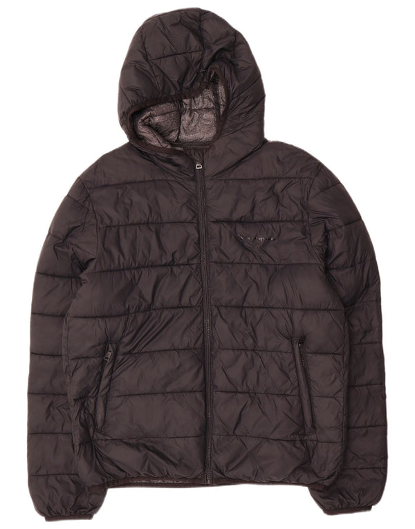 Champion Mens Hooded Padded Jacket UK 40 Large Black Polyamide