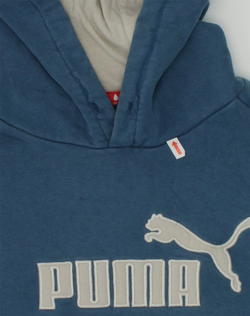 PUMA Boys Graphic Hoodie Jumper 13-14 Years Blue Cotton | Vintage Puma | Thrift | Second-Hand Puma | Used Clothing | Messina Hembry 