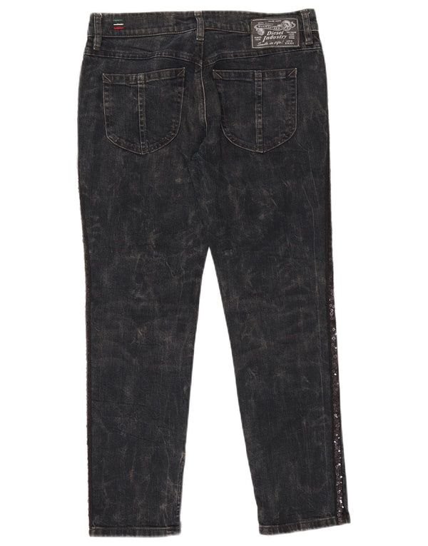 Diesel Womens Zivy Acid Wash Slim Jeans W29 L26 Black Cotton