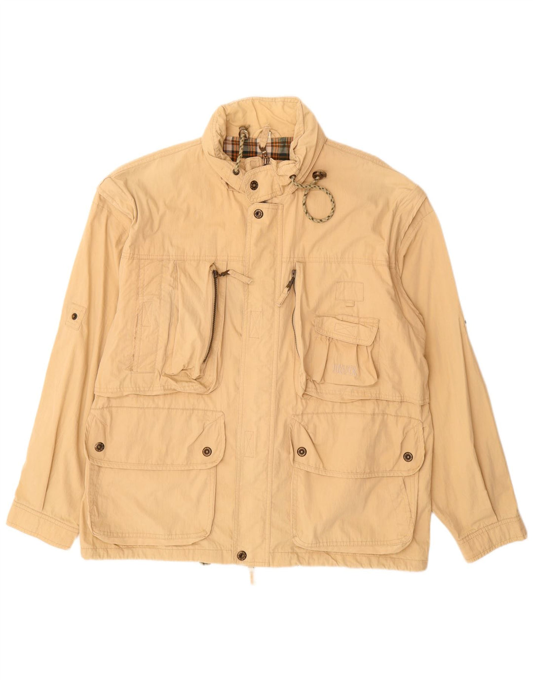 VINTAGE Mens Utility Jacket IT 54 2XL Beige Cotton