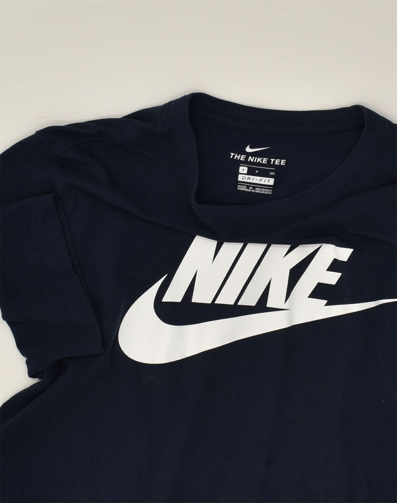 NIKE Mens Dri Fit Graphic T-Shirt Top Small Navy Blue Cotton | Vintage Nike | Thrift | Second-Hand Nike | Used Clothing | Messina Hembry 