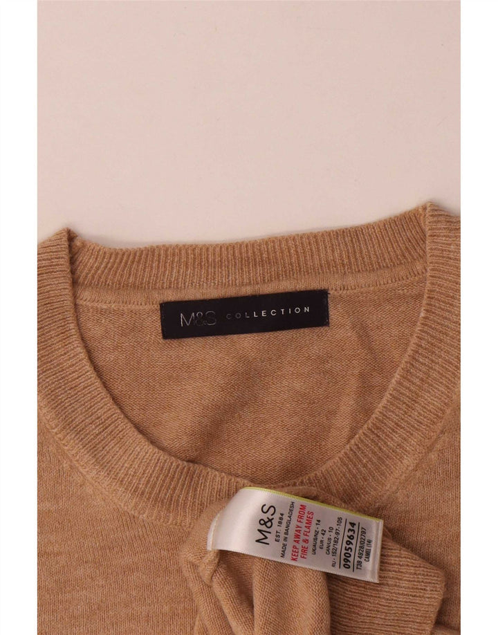 Marks & Spencer Womens Crew Neck Jumper Sweater UK 14 Large Beige