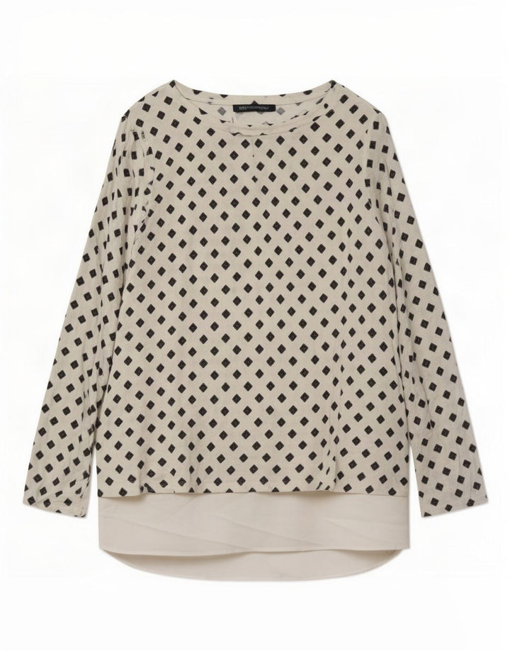 Marks & Spencer Womens Long Sleeve Tunic Top UK 16 Large White Geometric