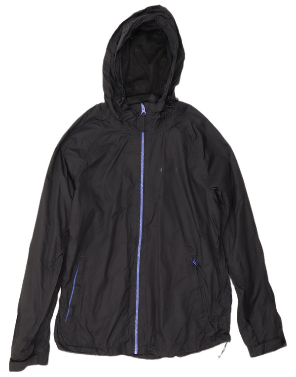 Mountain Warehouse Womens Hooded Rain Jacket UK 12 Medium Black Nylon