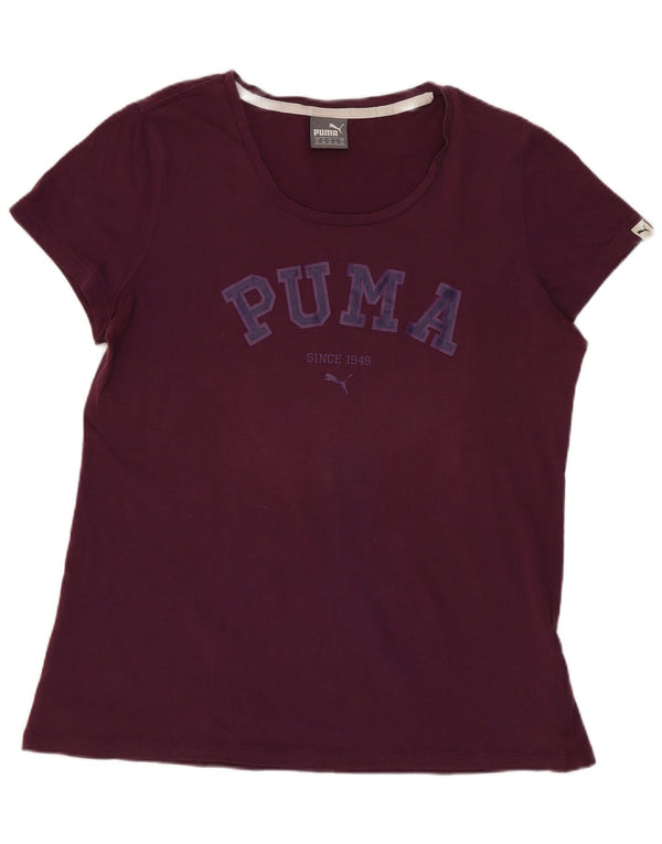 Puma Womens Graphic T-Shirt Top UK 16 Large Burgundy Cotton