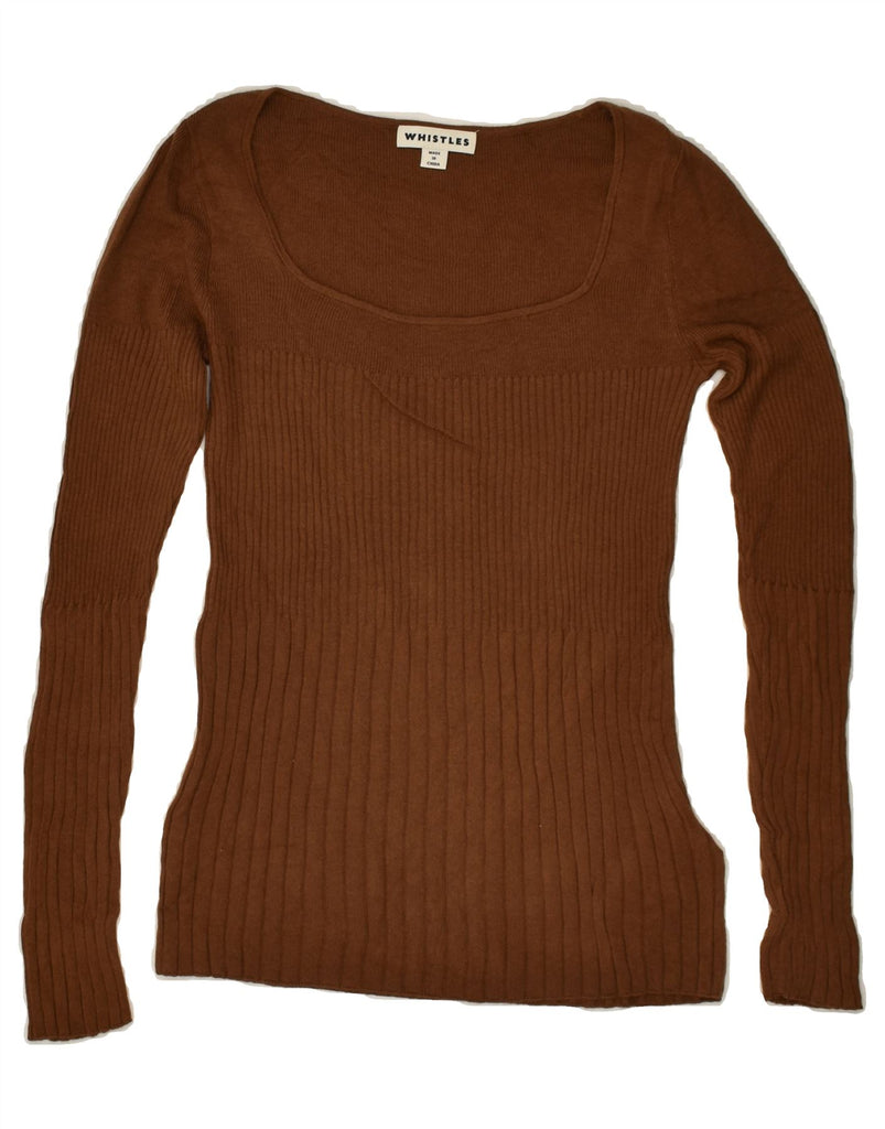 WHISTLES Womens Boat Neck Jumper Sweater UK 8 Small Brown Viscose | Vintage Whistles | Thrift | Second-Hand Whistles | Used Clothing | Messina Hembry 