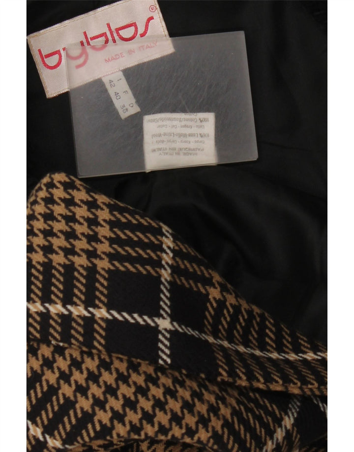 Byblos Womens 2 Button Blazer Jacket IT 42 Medium Brown Houndstooth Wool
