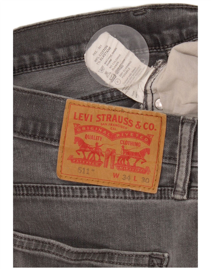 Levi's Mens 511 Slim Jeans W34 L30 Grey Cotton