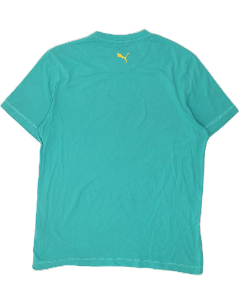 PUMA Mens Graphic T-Shirt Top Large Turquoise Cotton | Vintage Puma | Thrift | Second-Hand Puma | Used Clothing | Messina Hembry 