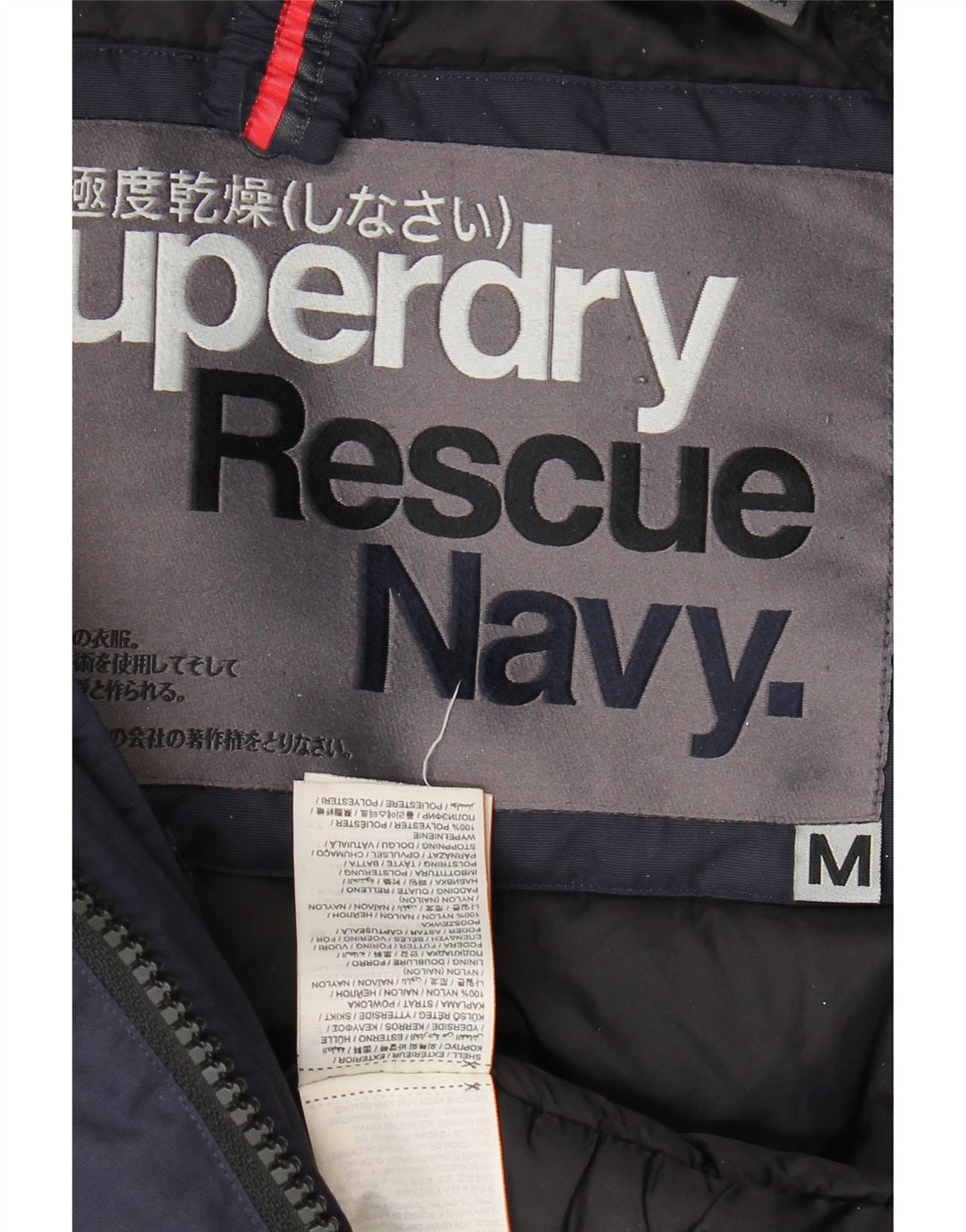 Superdry Mens Hooded Padded Coat UK 38 Medium Navy Blue Nylon